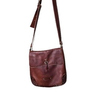 Puntotres Brown Cowboy Leather Crossbody Bag